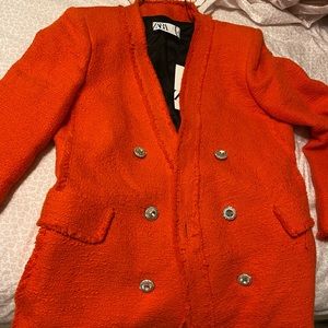 NWT Zara textured orange blazer L